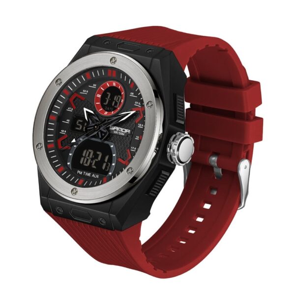 SANDA 3138 Red SANDA 3138 Quartz Digital Dual Time Sports Military Water Proof Men's Watch