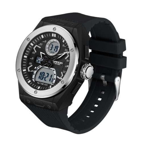SANDA 3138 Quartz Digital Dual Time Sports Military Water Proof Men's Watch
