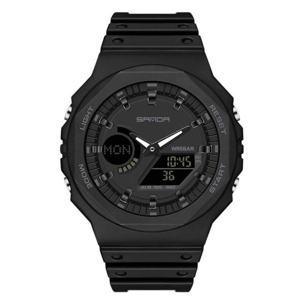 SANDA 6016 Dual Time Quartz Digital Sports Casual Water Proof Watch for Men