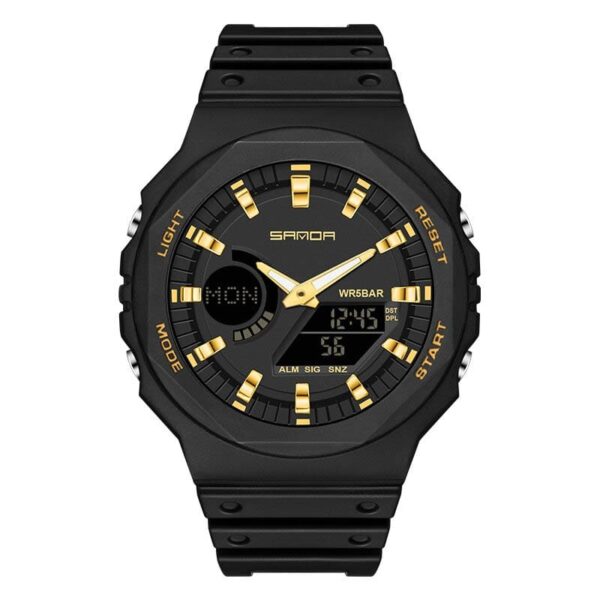 SANDA 6016 Dual Time Quartz Digital Sports Casual Water Proof Watch for Men