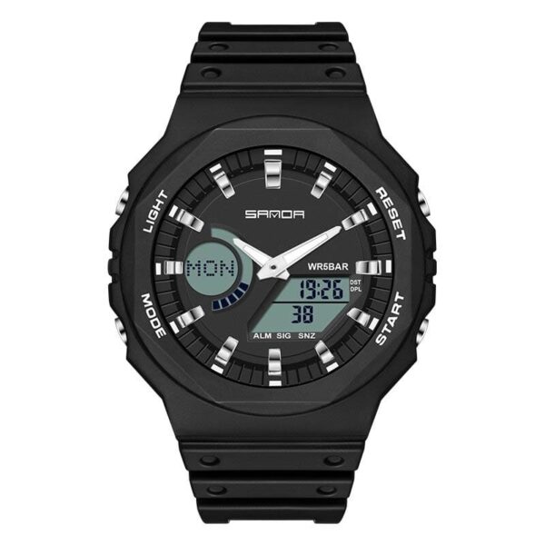 SANDA 6016 Dual Time Quartz Digital Sports Casual Water Proof Watch for Men