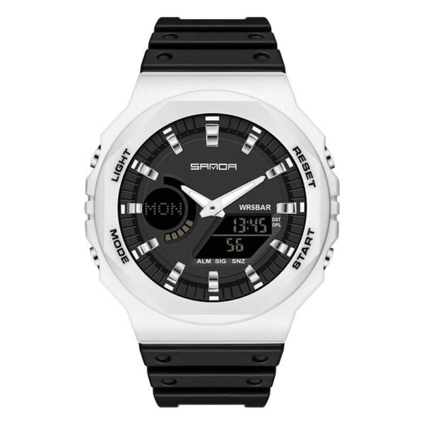 SANDA 6016 Dual Time Quartz Digital Sports Casual Water Proof Watch for Men