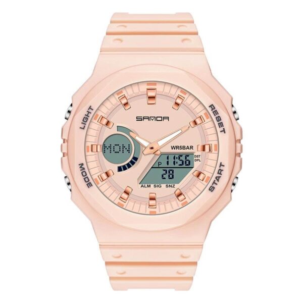 SANDA 6016 Dual Time Quartz Digital Sports Casual Water Proof Watch for Men