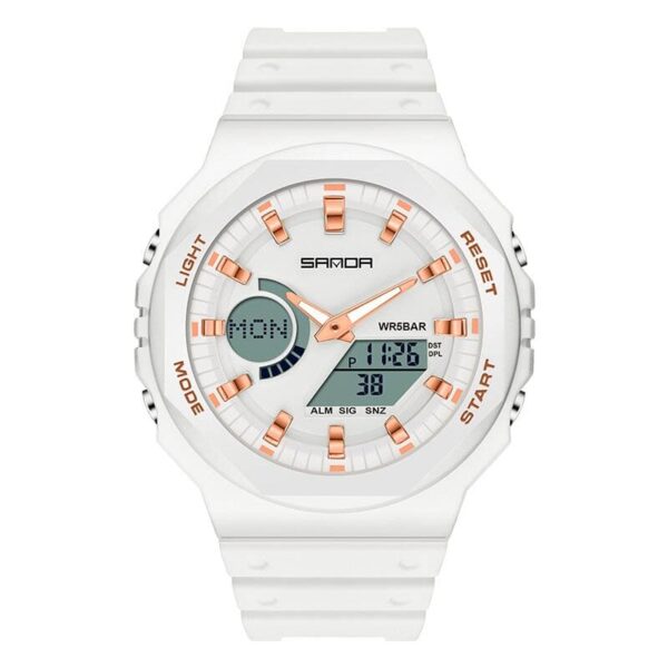 SANDA 6016 Dual Time Quartz Digital Sports Casual Water Proof Watch for Men
