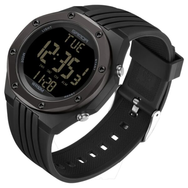 SANDA 6093 Black SANDA 6093 Digital 5 ATM Water Proof Sports Military Casual Men's Watch