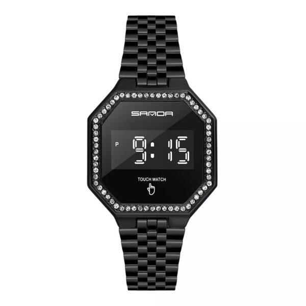 SANDA 8005 Black SANDA 8005 Fashion Casual LED Touch Digital Minimal Square Women's Watch