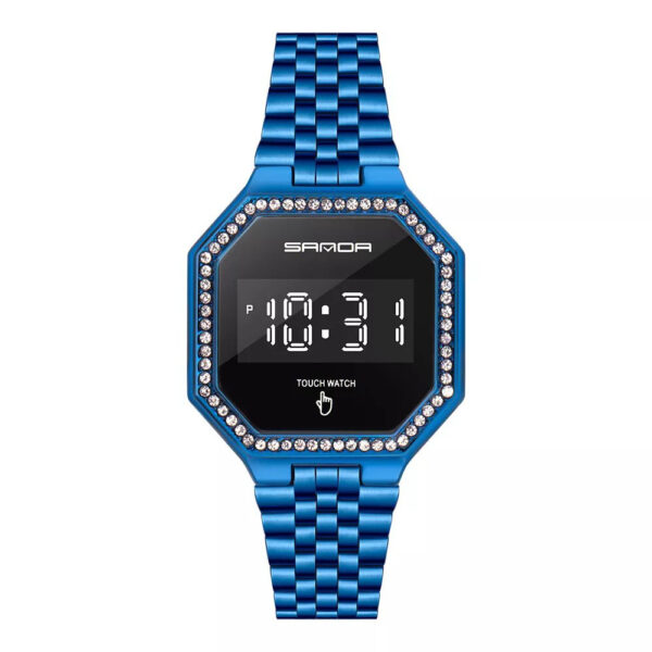 SANDA 8005 Blue SANDA 8005 Fashion Casual LED Touch Digital Minimal Square Women's Watch