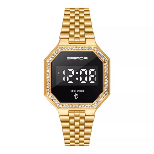 SANDA 8005 Gold SANDA 8005 Fashion Casual LED Touch Digital Minimal Square Women's Watch