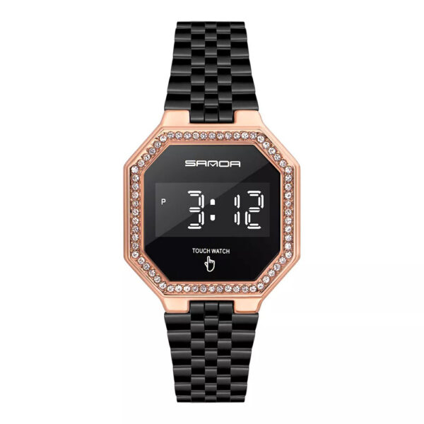 SANDA 8005 Rose Gold SANDA 8005 Fashion Casual LED Touch Digital Minimal Square Women's Watch