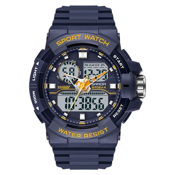 SANDA 6025 Blue SANDA 6025 Dual Display Military Sport Chronograph 50m Waterproof Men's Watch