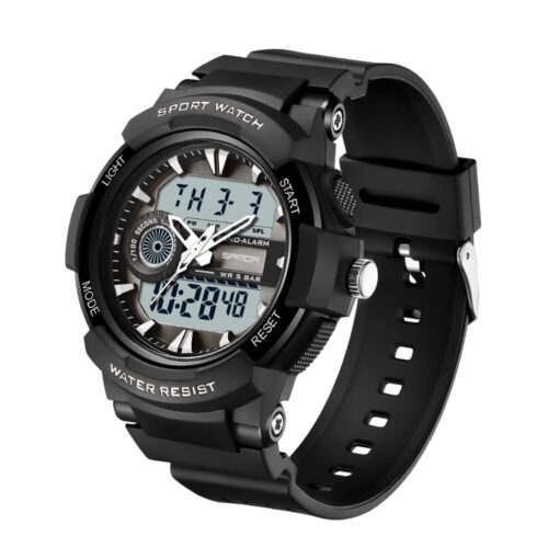 SANDA 6082 Black White SANDA 6082 Casual Analog Digital Sports Water Proof Men's Watch