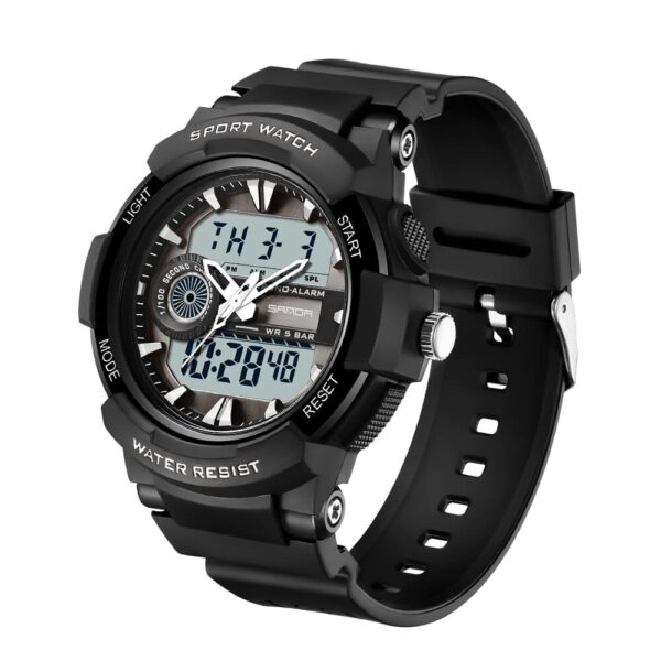 SANDA 6082 Black White SANDA 6082 Casual Analog Digital Sports Water Proof Men's Watch