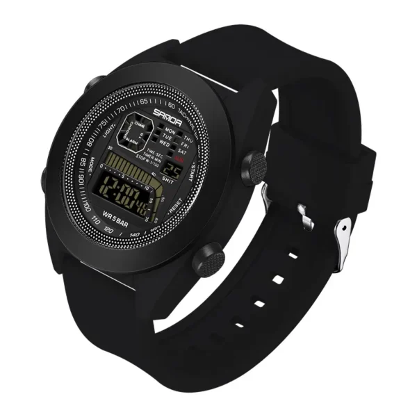 SANDA 9025 Black SANDA 9025 Digital Outdoor Sports Silicone Strap Waterproof Men's Watch