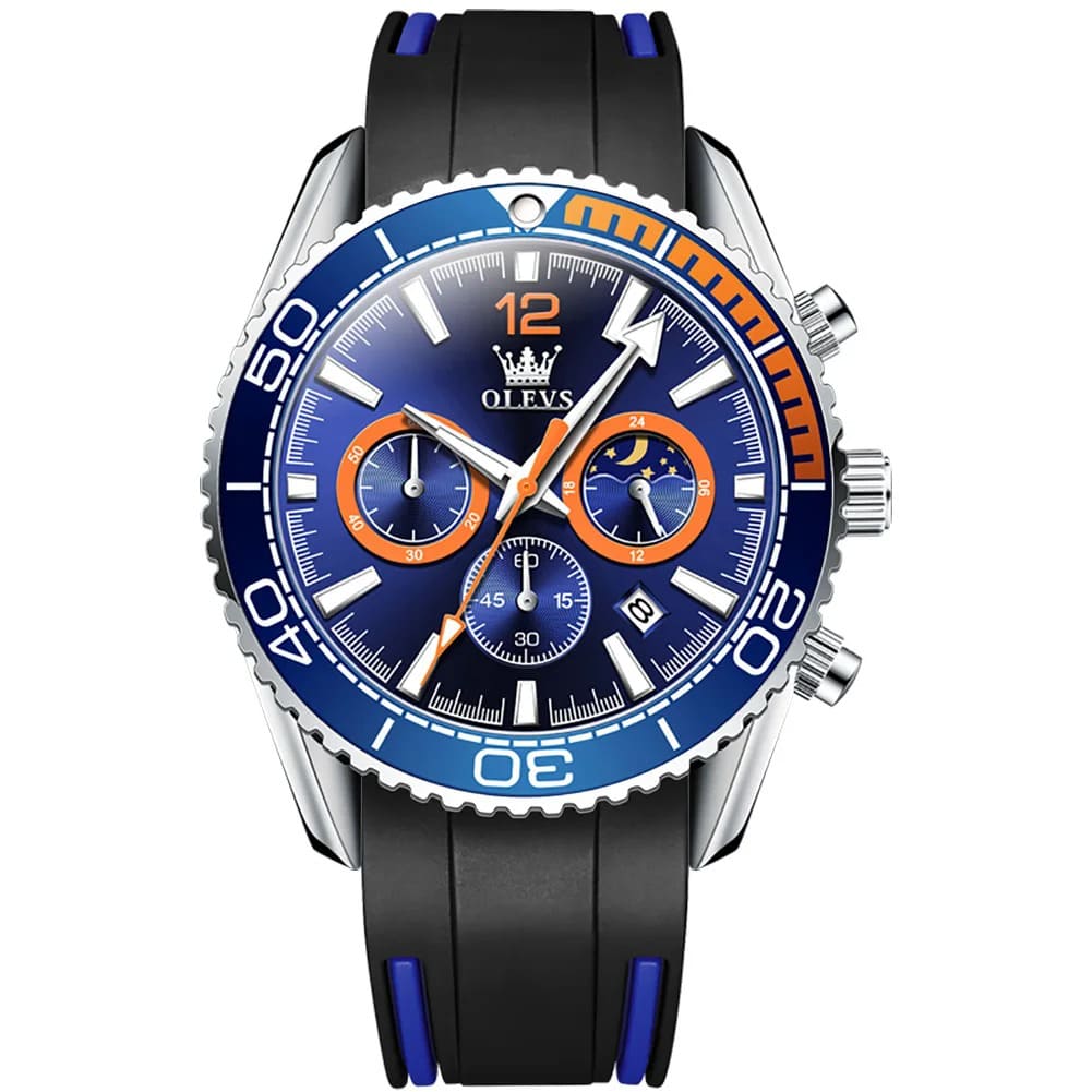 OLEVS 9916 Quartz Rubber Strap Sport Chronograph Men's Watch - SANDA WATCH